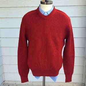 DUNN & CO Scotland Knitwear Pure New‎ Wool Rustic Orange L Crewneck Sweater VTG